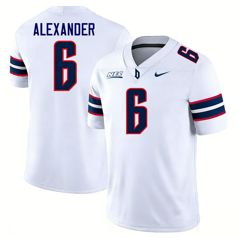 Duquesne Dukes #6 B.J. Alexander College Football Jerseys,Uniforms Stitched-White
